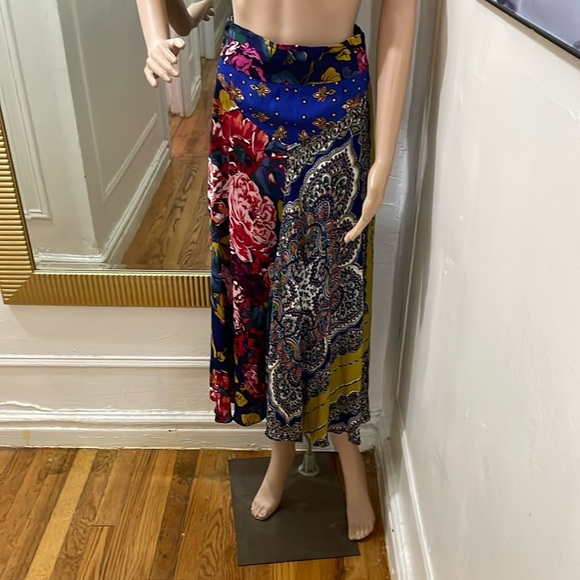 Moulinette Soeurs by anthropology Red and Blue Asymmetrical A-Line Maxi Skirt - Picture 7 of 12